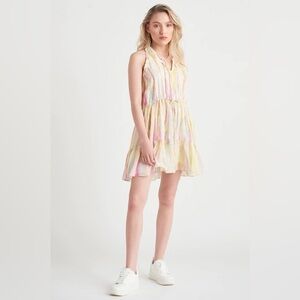 Dex Sunshine Bright Drawstring Chiffon Mini Dress Size M